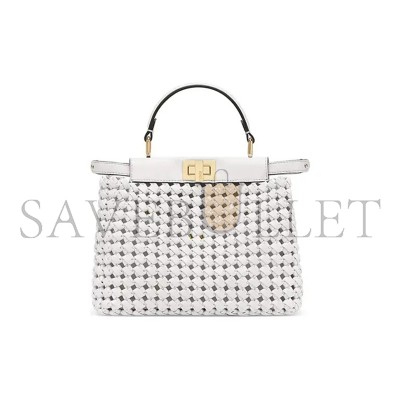 FENDI MINI PEEKABOO ICONIC SATCHEL WHITE 8BN244AD6HF0QVL (23*18*11cm)